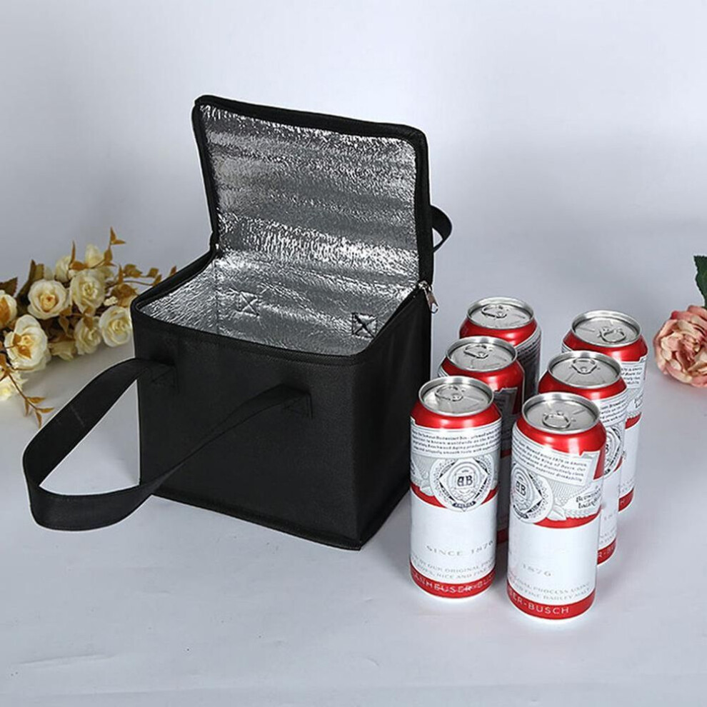 (black, 21*14*17) Portable Drink Beer Aluminum Foil Insulation Cooler Bags Lunch Thermal Pack