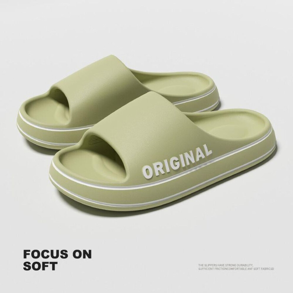 (green, 36-37) Men Trend New Summer Slippers EVA Soft Bottom Cloud Slides Light Beach Shoes Male Suitable Indoor and Outdoor Couple Bathroom Anti-slip Sandal