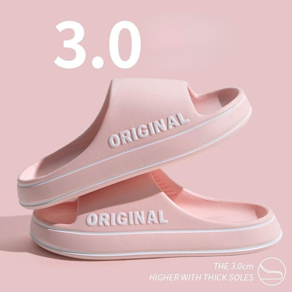 (pink, 38-39) Men Trend New Summer Slippers EVA Soft Bottom Cloud Slides Light Beach Shoes Male Suitable Indoor and Outdoor Couple Bathroom Anti-slip Sandal