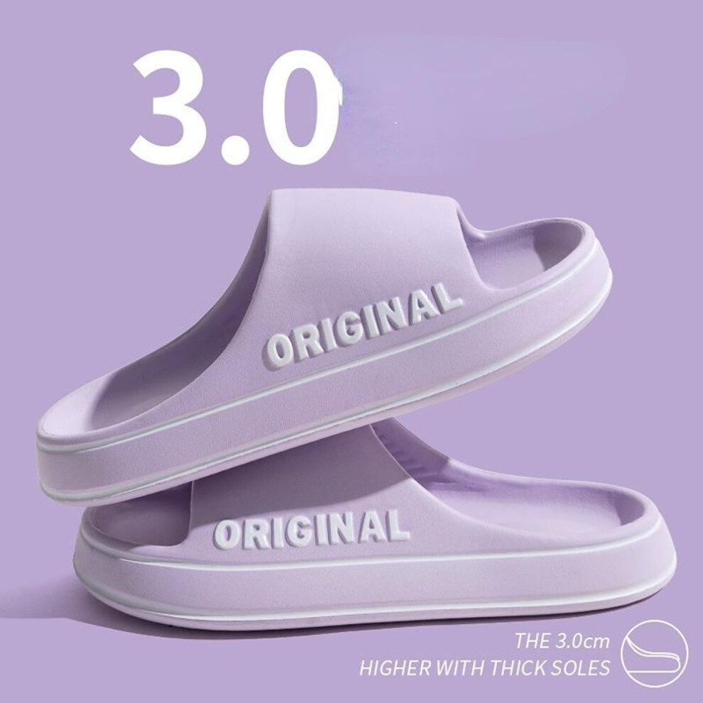 (purple, 40-41) Men Trend New Summer Slippers EVA Soft Bottom Cloud Slides Light Beach Shoes Male Suitable Indoor and Outdoor Couple Bathroom Anti-slip Sandal