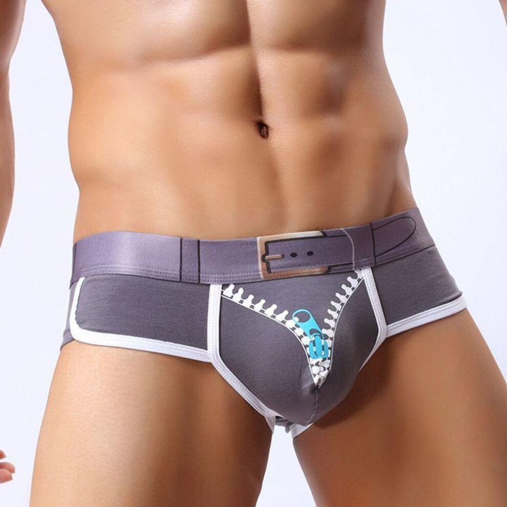 (grey, S) Men Cotton Panties Boxers Solid Underwear Male Printed Boxer Shorts Underpants Breathable Lingerie Men Comfortable Boxer