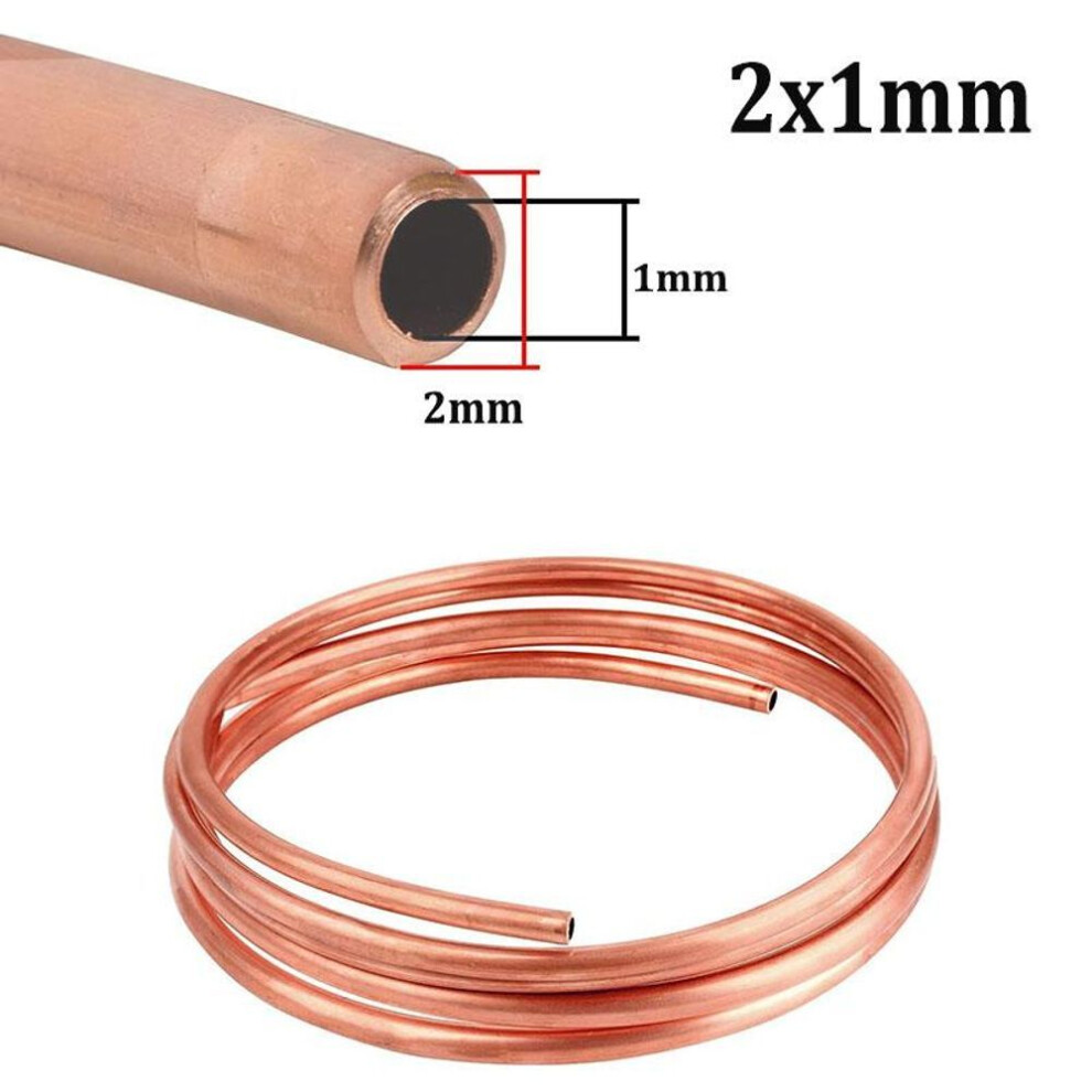 (2x1mm-1M) 1M Soft Copper Tube Coil OD 2~8mm ID 1~6mm Pure Coppers Wire Pipe Airs Conditioner Cooling DIY Crafts