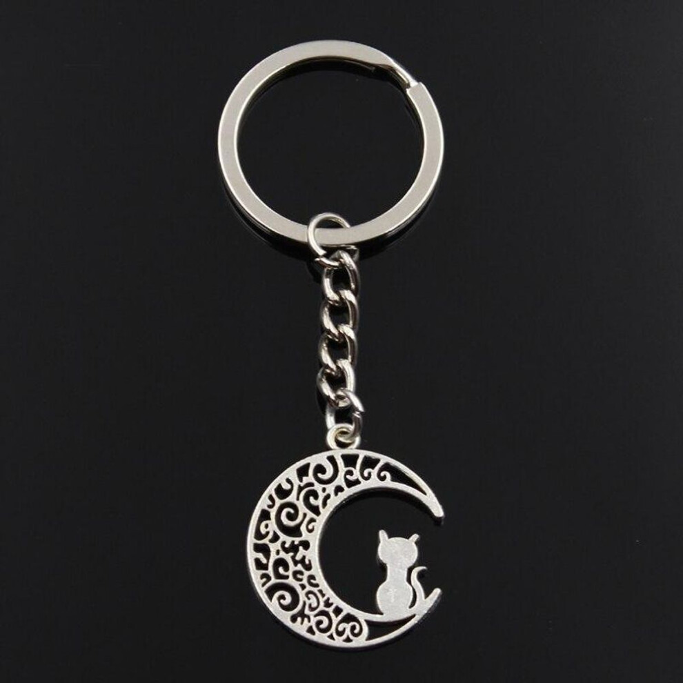 (Other) Fashion Keychain 30x25mm Moon Cat   Pendants Diy Men Jewelry Car Key Chain Ring Holder Souvenir For Gift
