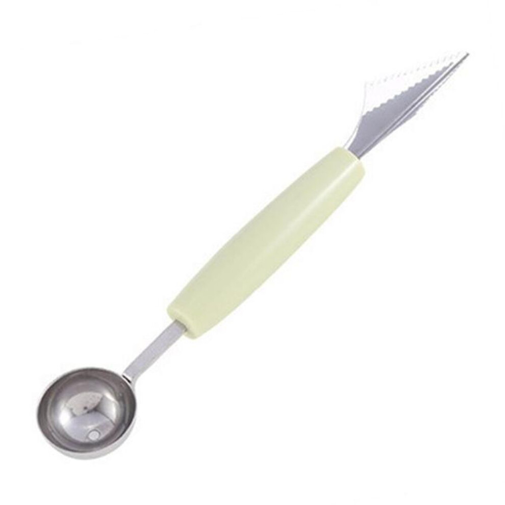 (green) Kitchen Accessories Dual-head Stainless Steel Carving Knife Fruit Watermelon Ice Cream Baller Scoop Stacks Spoon Home Gadgets