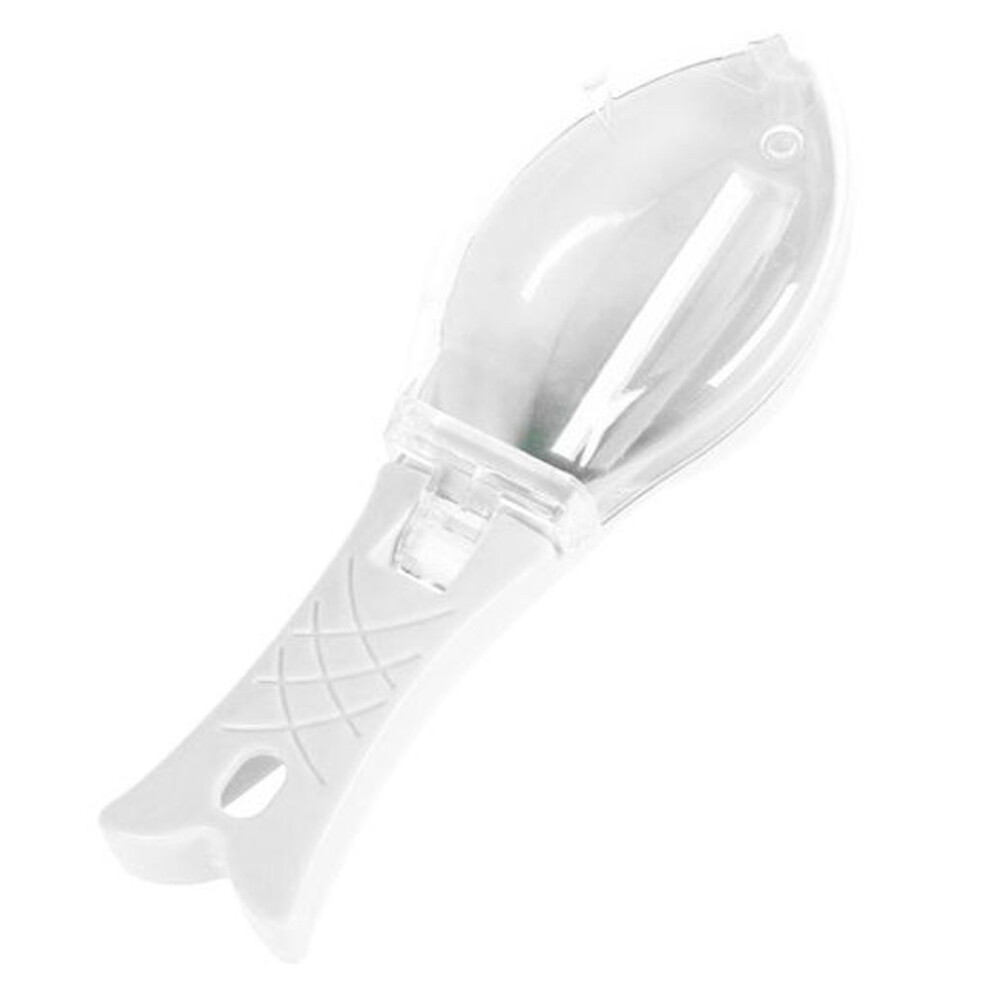 (white) Fish Scaler Convenient Fish Scale Remover Cleaner Fish Shape Scraper With Storage Container Kitchen