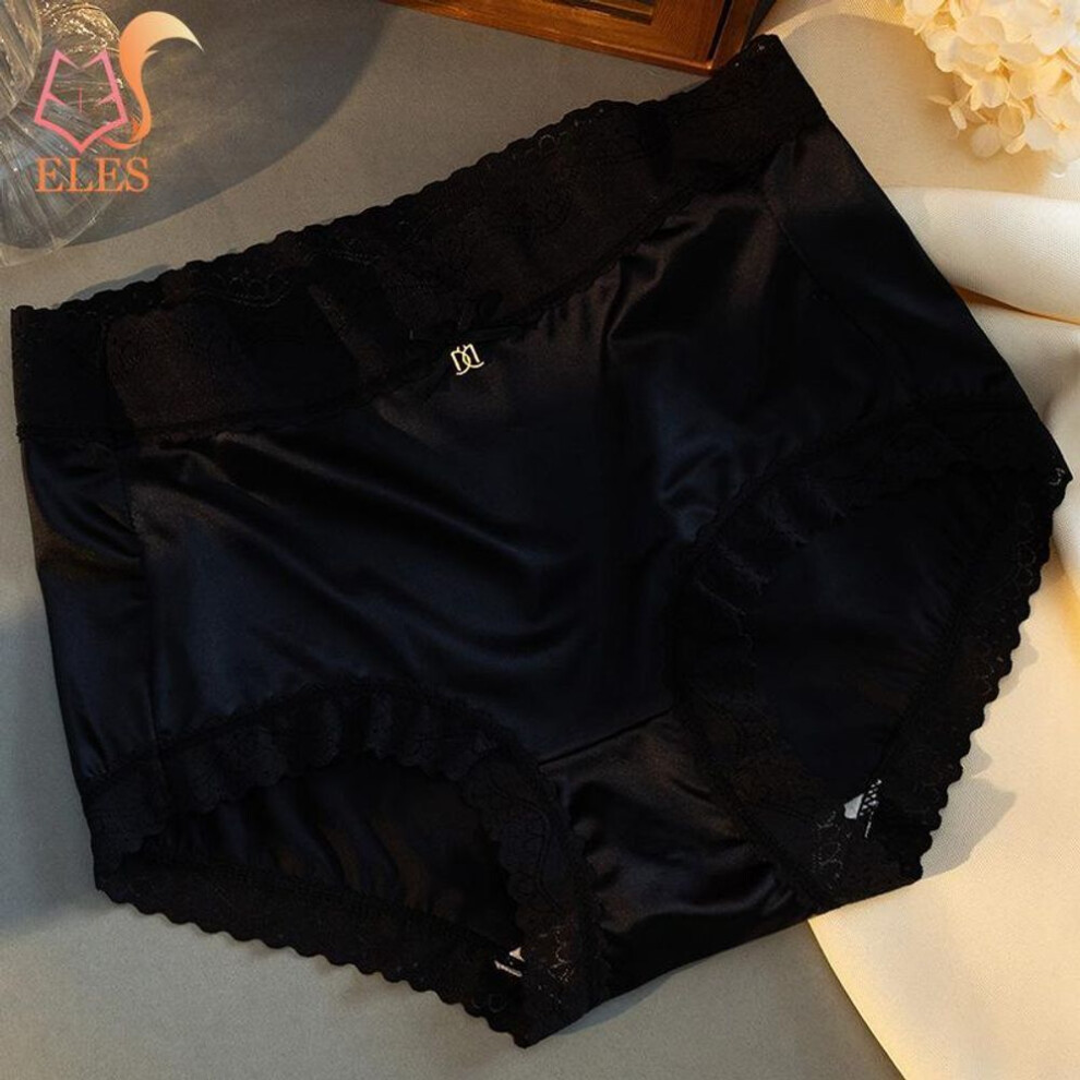(black, M/L) Women Sexy Lace Underwear Ice Silk Seamless Panties Women Satin Lace Underwear Knickers Briefs
