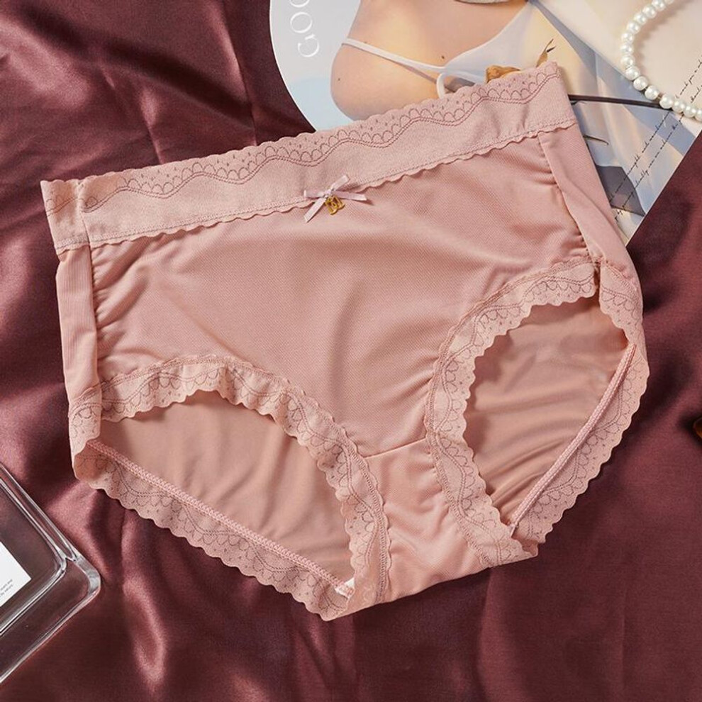 (red, XL/2XL) Women Sexy Lace Underwear Ice Silk Seamless Panties Women Satin Lace Underwear Knickers Briefs