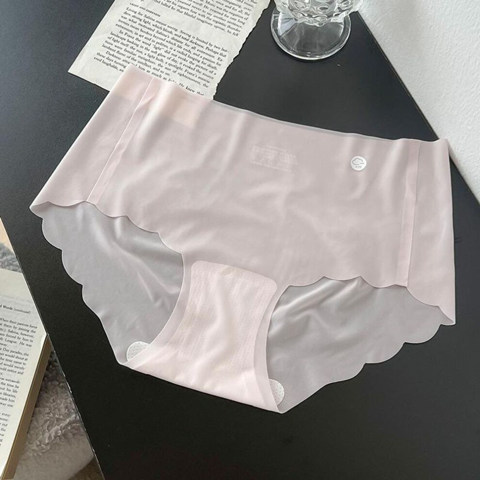 (pink, L) Women&apos;s Seamless Ice Silk Underwear Hipster No Show Invisible Panties Ice Silk Stretch Underwear Bikini Underwear Panty Briefs