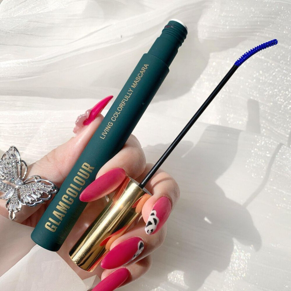 (blue) 4 Color Silk Fiber Eyelash Mascara Waterproof Eyelash Extension Curling Lengthen Lashes Mascara Eye Makeup