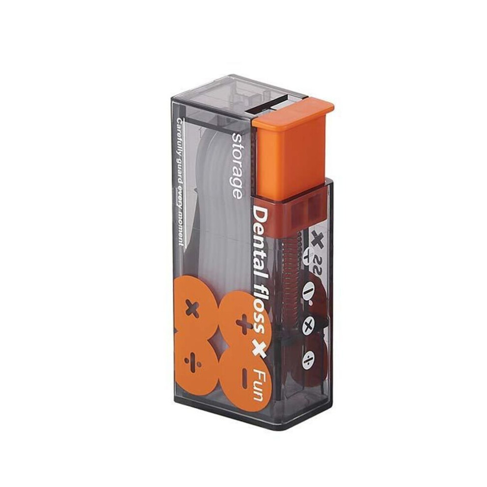 (orange) Plastic Toothpicks Box Dental Floss Stick Dispenser Portable Dental Floss Box Automatic Pop-up Dental Floss Storage Box
