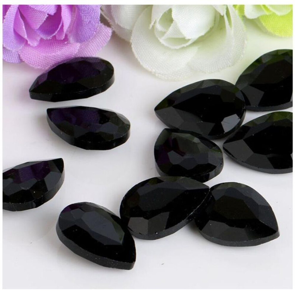 (black, 8x13mm 50pcs) 50pcs Water Drop Glitter Shiny Crystal Glass Nail Rhinestones Charms Diy Design Polish 3D Manicure Nail Art Home Decorations