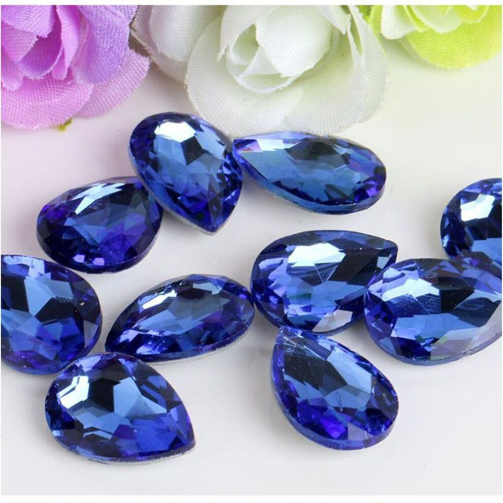 (light blue, 13x18mm 10pcs) 50Pcs Water Drop Glitter Shiny Crystal Glass Nail Rhinestones Charms DIY Design Polish 3D Manicure Nail Art Home Decorations