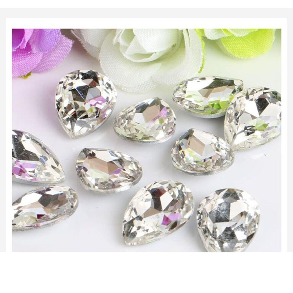 (clear, 7x10mm 50pcs) 50Pcs Water Drop Glitter Shiny Crystal Glass Nail Rhinestones Charms DIY Design Polish 3D Manicure Nail Art Home Decorations
