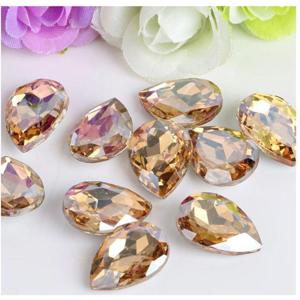 (champagne, 6x8mm 50pcs) 50Pcs Water Drop Glitter Shiny Crystal Glass Nail Rhinestones Charms DIY Design Polish 3D Manicure Nail Art Home Decorations