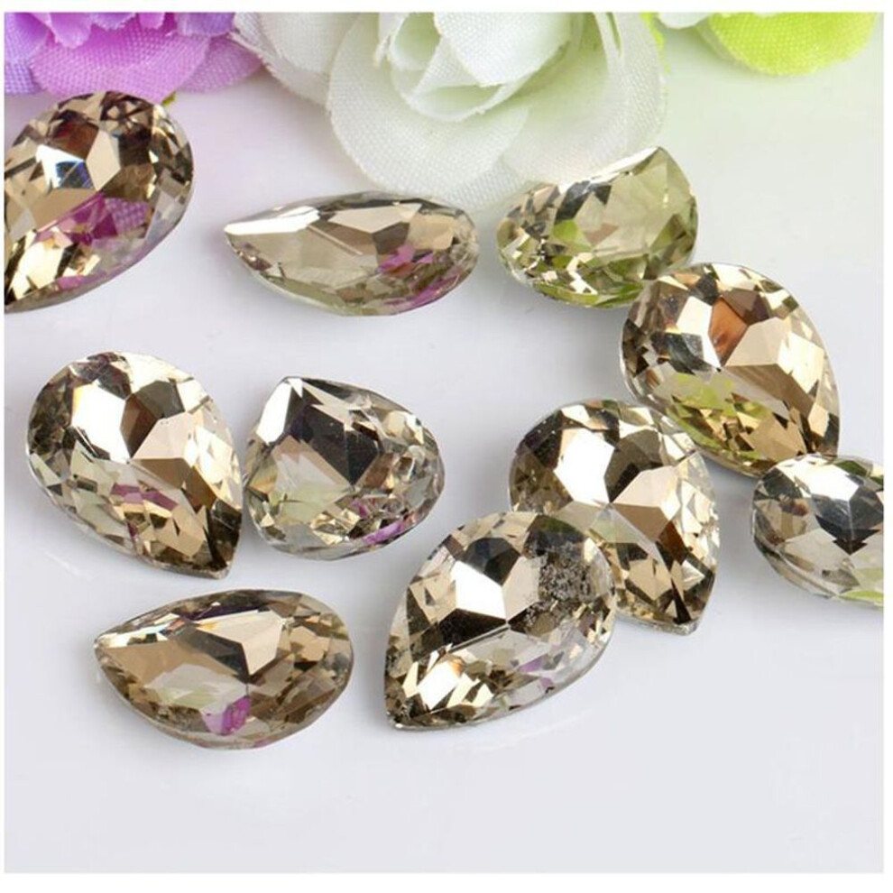 (brown, 8x13mm 50pcs) 50Pcs Water Drop Glitter Shiny Crystal Glass Nail Rhinestones Charms DIY Design Polish 3D Manicure Nail Art Home Decorations