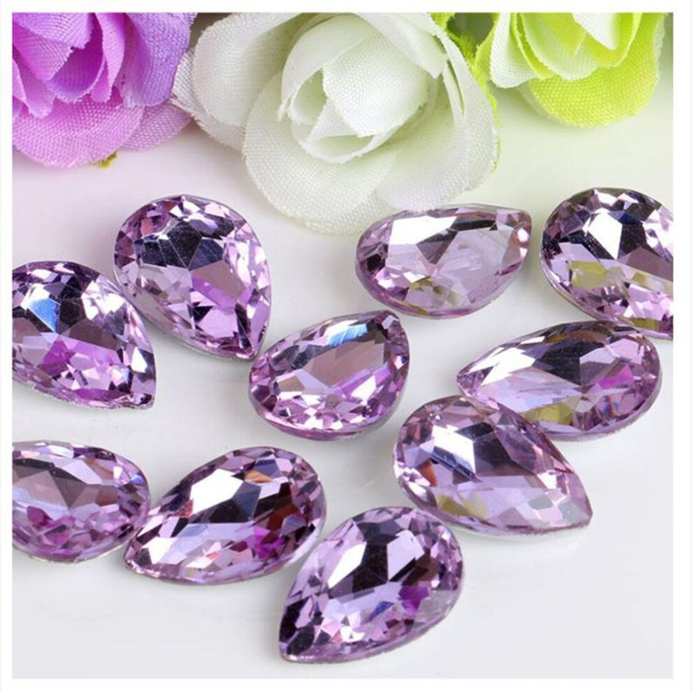 (purple, 6x8mm 50pcs) 50Pcs Water Drop Glitter Shiny Crystal Glass Nail Rhinestones Charms DIY Design Polish 3D Manicure Nail Art Home Decorations