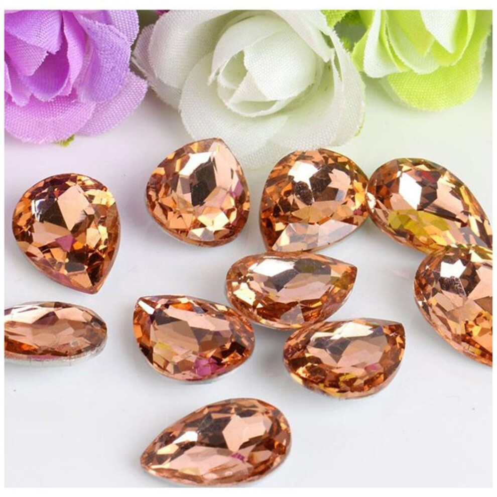 (piggy pink, 20x30mm 5pcs) 50pcs Water Drop Glitter Shiny Crystal Glass Nail Rhinestones Charms Diy Design Polish 3D Manicure Nail Art Home Decorations