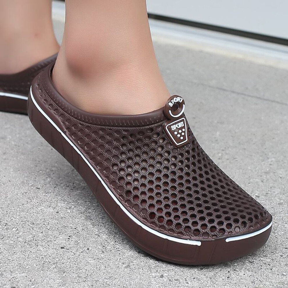 (brown, 36) Women's Garden Shoes with Holes - Solid Color