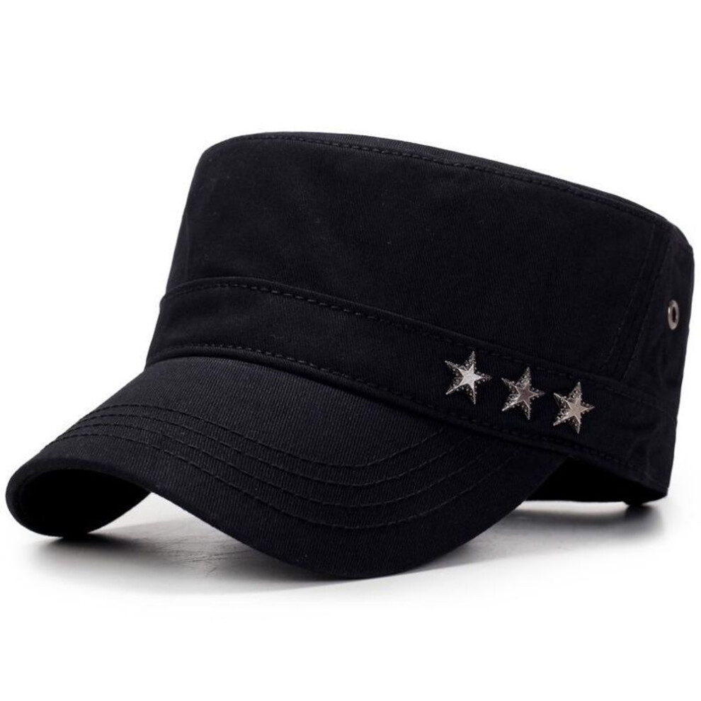 (black) Classic Vintage Flat Top Mens Cotton% Caps And Hat Fitted Thicker Cap Winter Warm Golf Hats For Men
