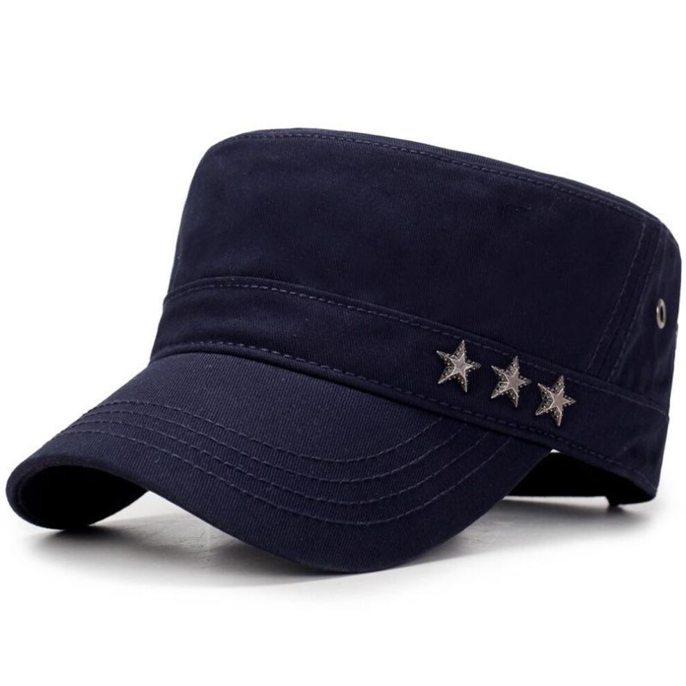 (navy blue) Classic Vintage Flat Top Mens Cotton% Caps And Hat Fitted Thicker Cap Winter Warm Golf Hats For Men