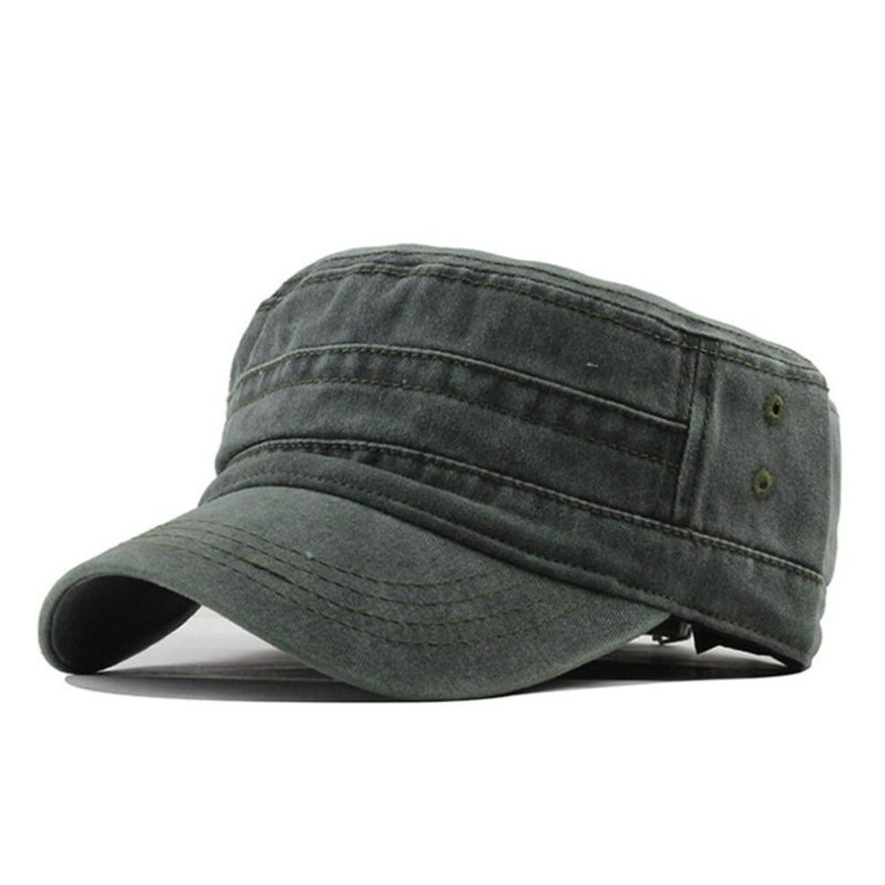 (army green) Classic Retro Men&apos;s Cotton Flat Baseball Cap And Adjustable Hat Winter Warm Hat