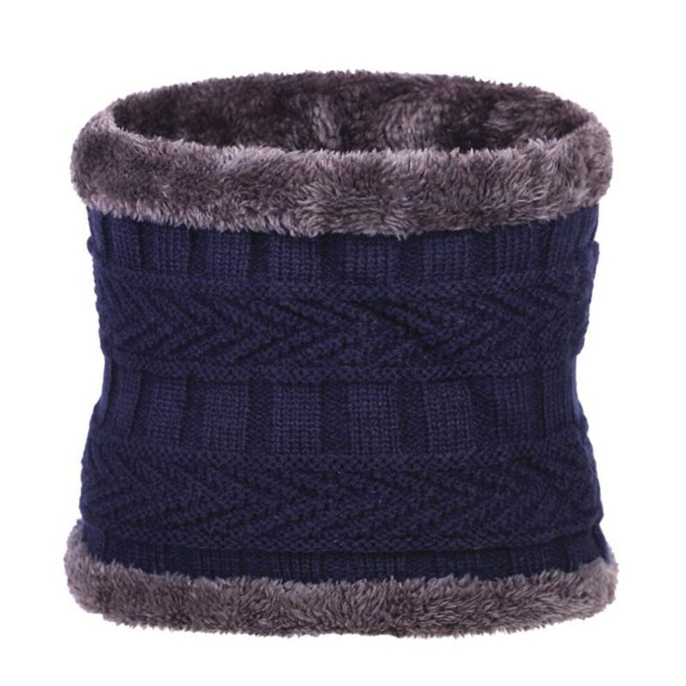 (blue) Winter Warm Hat Beanies Men&apos;s Hats Scarf Warm Breathable Wool Knitted Hat For Men Double Layers Cap