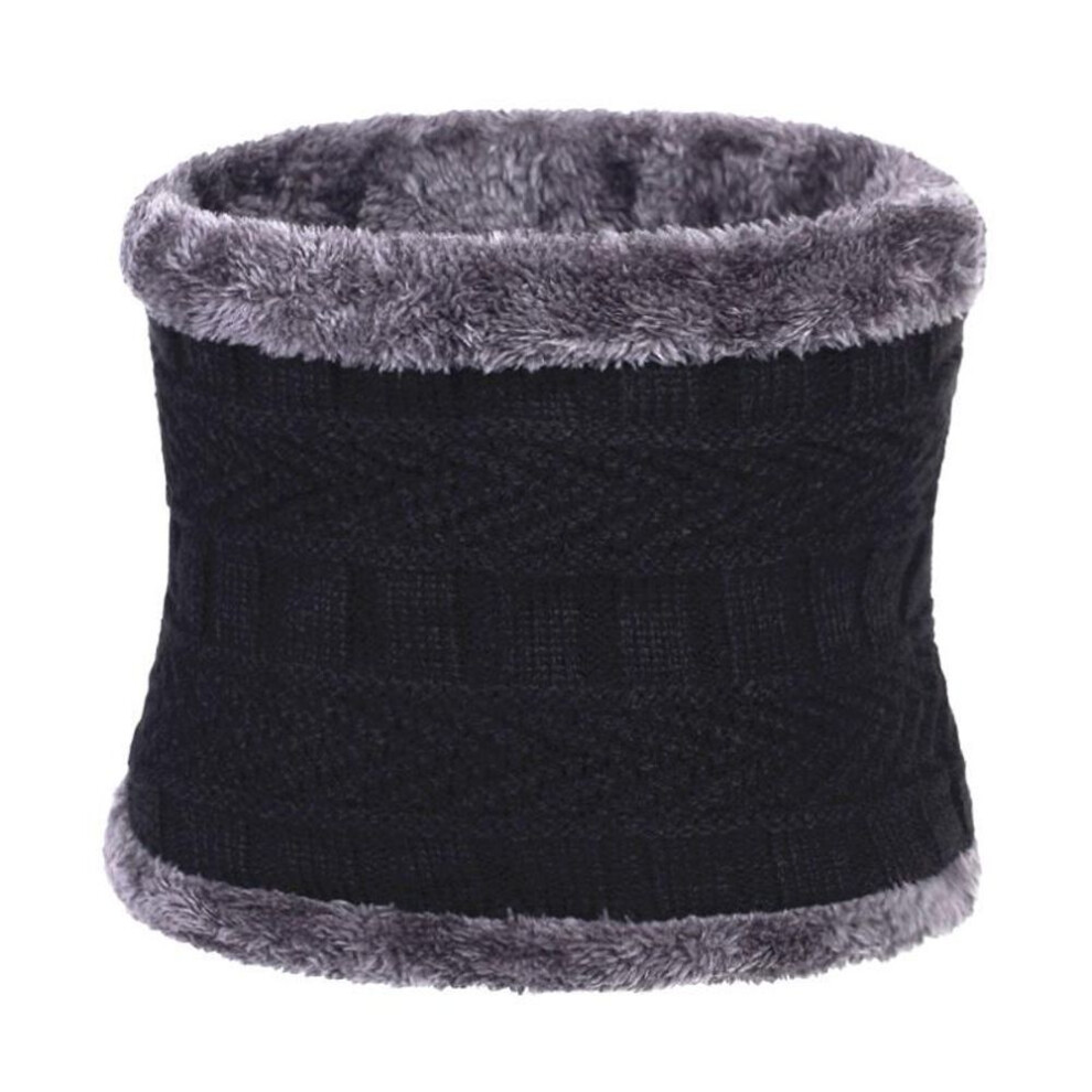 (black gray) Winter Warm Hat Beanies Men&apos;s Hats Scarf Warm Breathable Wool Knitted Hat for Men Double Layers Cap
