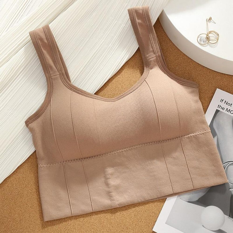 (khaki, One Size) Breathable Shockproof Sports Bra