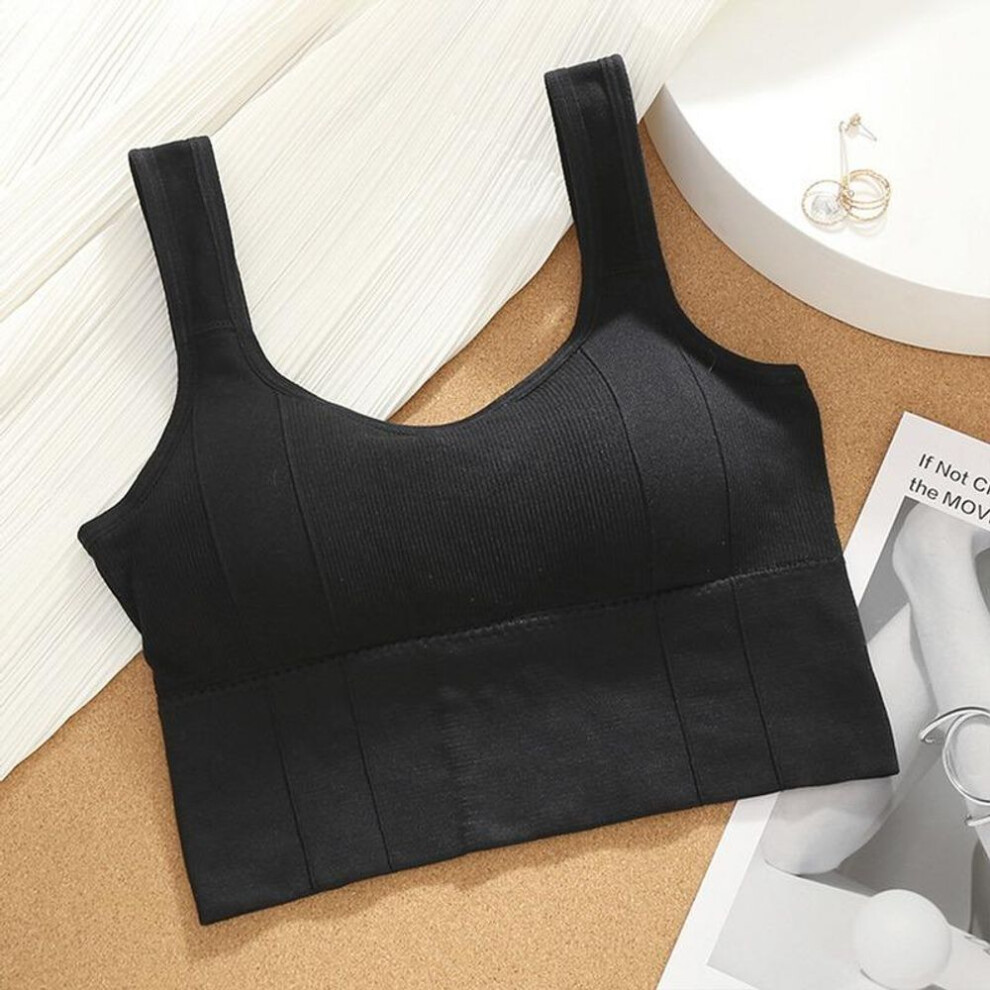 (black, One Size) Breathable Sports Bra Shockproof Crop Top Anti-sweat Fitness Top Women Seamless Yoga Bra Push Up Sport Top Gym Workout Top