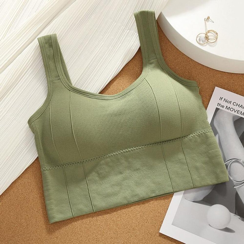 (green, One Size) Breathable Sports Bra Shockproof Crop Top Anti-sweat Fitness Top Women Seamless Yoga Bra Push Up Sport Top Gym Workout Top