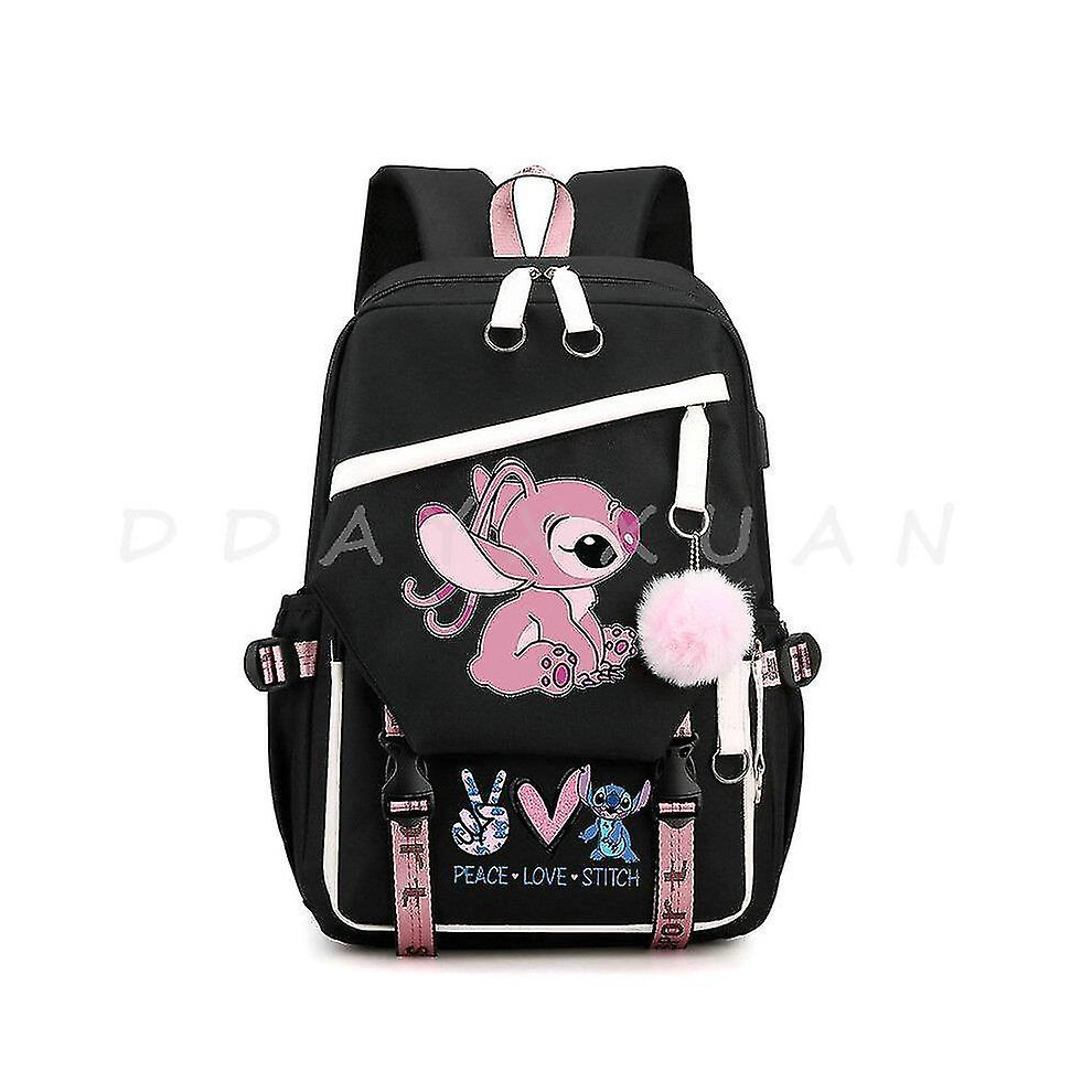 (Green) Lilo And Stitch Backpack Waterproof Bookbag Laptop Rucksack Travel Usb Large Capacity Mochila School Bag For Kids