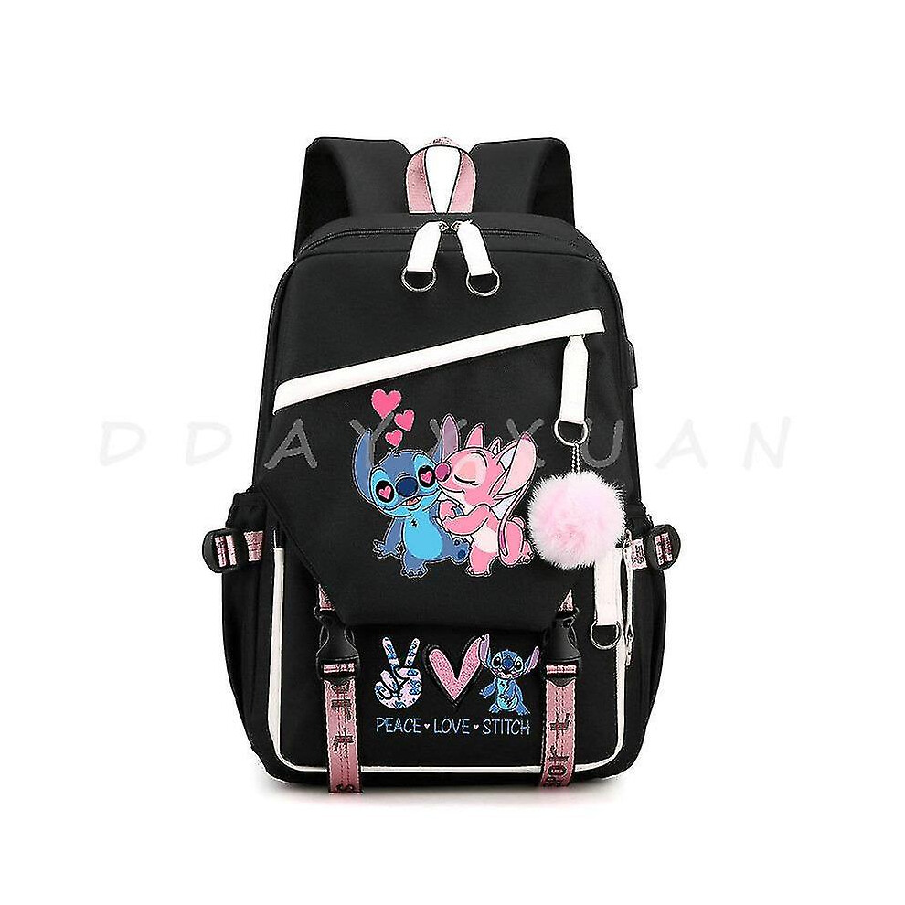 (Gray) Lilo And Stitch Backpack Waterproof Bookbag Laptop Rucksack Travel Usb Large Capacity Mochila School Bag For Kids