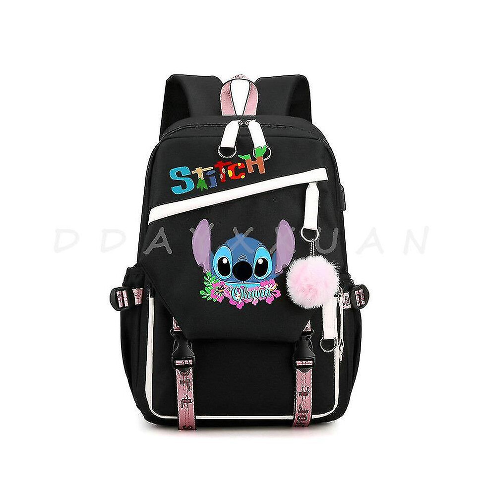 (Red) Lilo And Stitch Backpack Waterproof Bookbag Laptop Rucksack Travel Usb Large Capacity Mochila School Bag For Kids