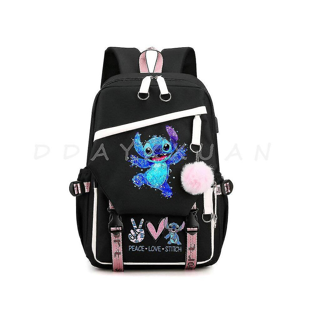 (Clear) Lilo And Stitch Backpack Waterproof Bookbag Laptop Rucksack Travel Usb Large Capacity Mochila School Bag For Kids