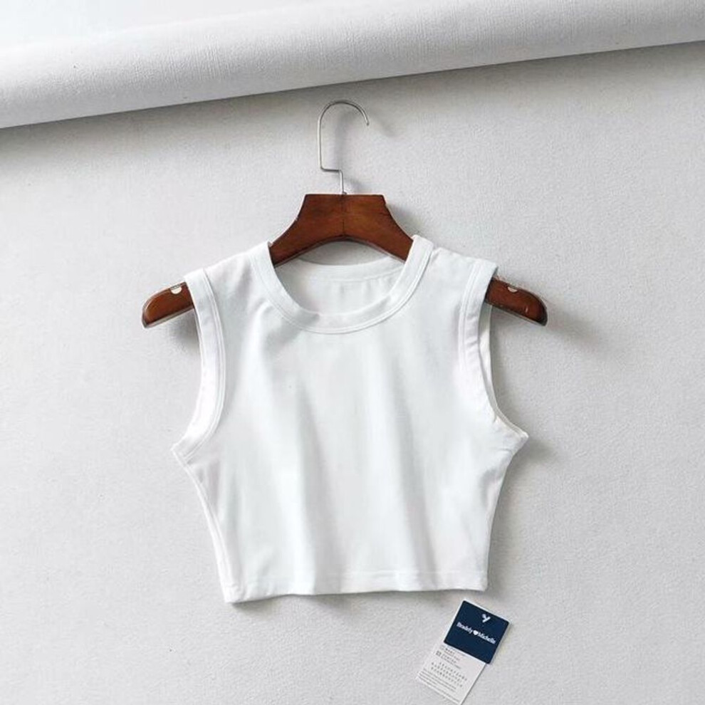 (white, L) Summer Vintage White Crop Tops Women Biker Black Punk Sexy Tank Top Korean Streetwear Cropped Sleeveless Top Feminino