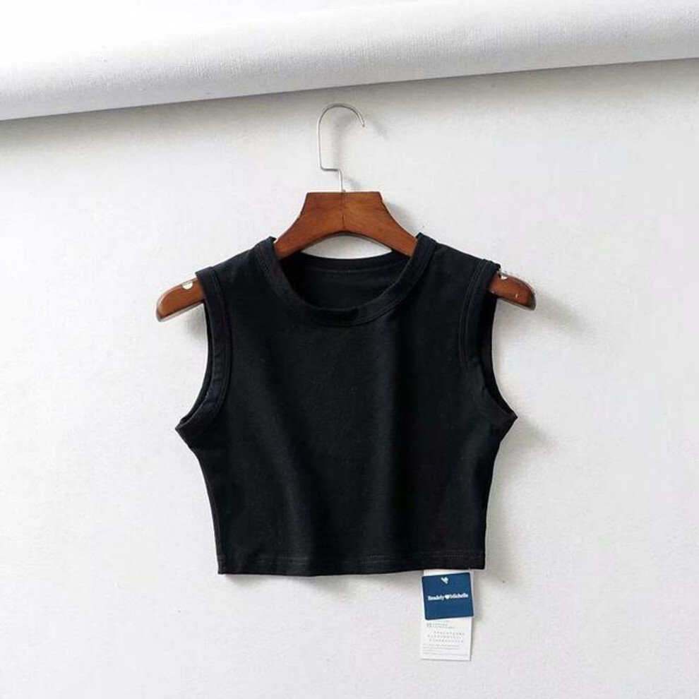 (black, S) Summer Vintage White Crop Tops Women Biker Black Punk Sexy Tank Top Korean Streetwear Cropped Sleeveless Top Feminino