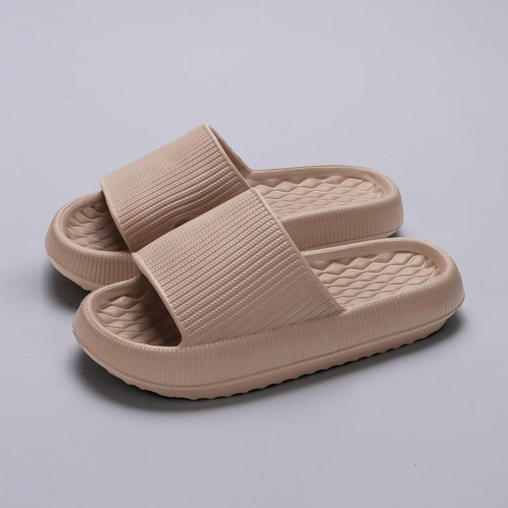 (khaki, 42-43) New Thick Bottom Cloud Slippers Women Summer Lightweight Soft Sole Platform Sandals Woman Casual Non-slip Beach Shoes Slides