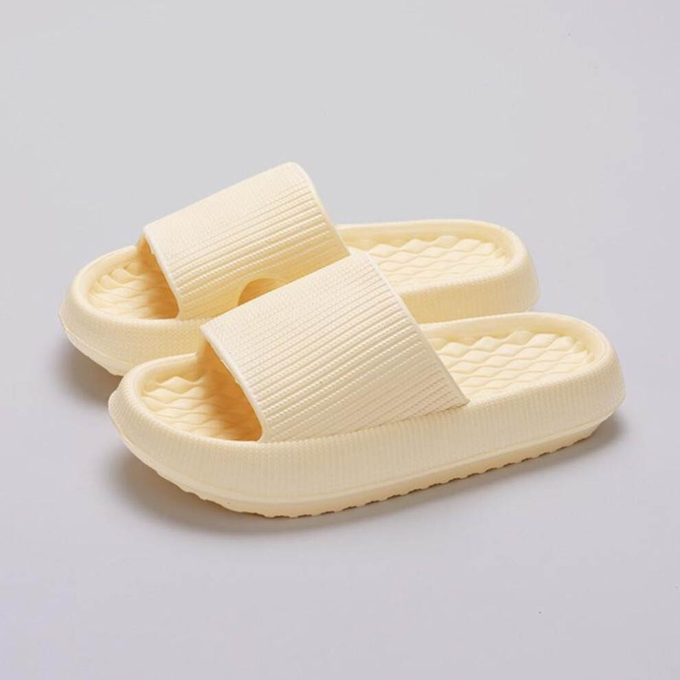 (yellow, 38-39) New Thick Bottom Cloud Slippers Women Summer Lightweight Soft Sole Platform Sandals Woman Casual Non-slip Beach Shoes Slides