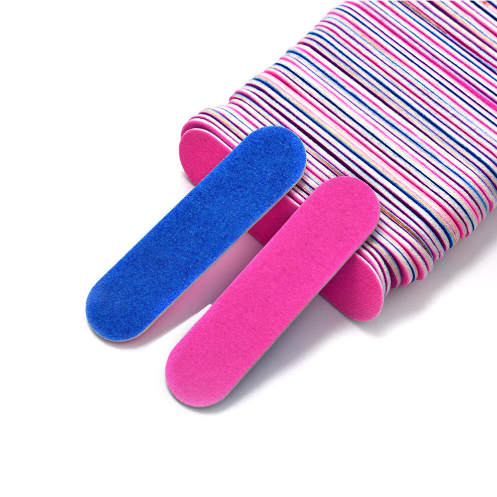 Viociwuo Blue Mini Nail File Bulk 300Pcs (180/240 Grit) Disposable Nail Files Double Sided Emery Boards Home Or Professional Manicure Tools(