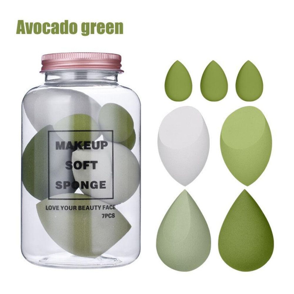 (green) 7pcs /set Make Up Beauty Blender Makeup Sponges Set Face Cosmetic Sponge Powder Puff For Foundation Cream Concealer Tools