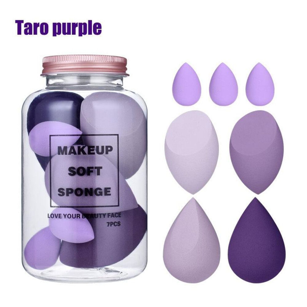 (purple) 7pcs /set Make Up Beauty Blender Makeup Sponges Set Face Cosmetic Sponge Powder Puff For Foundation Cream Concealer Tools