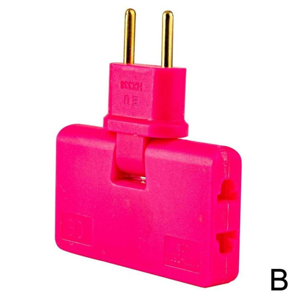 (rose red) Rotate Plug Eu Converter One In Three 180 Degree Extension Plug Multi Plug Mini Slim Wireless Outlet Adapter Light Convenient