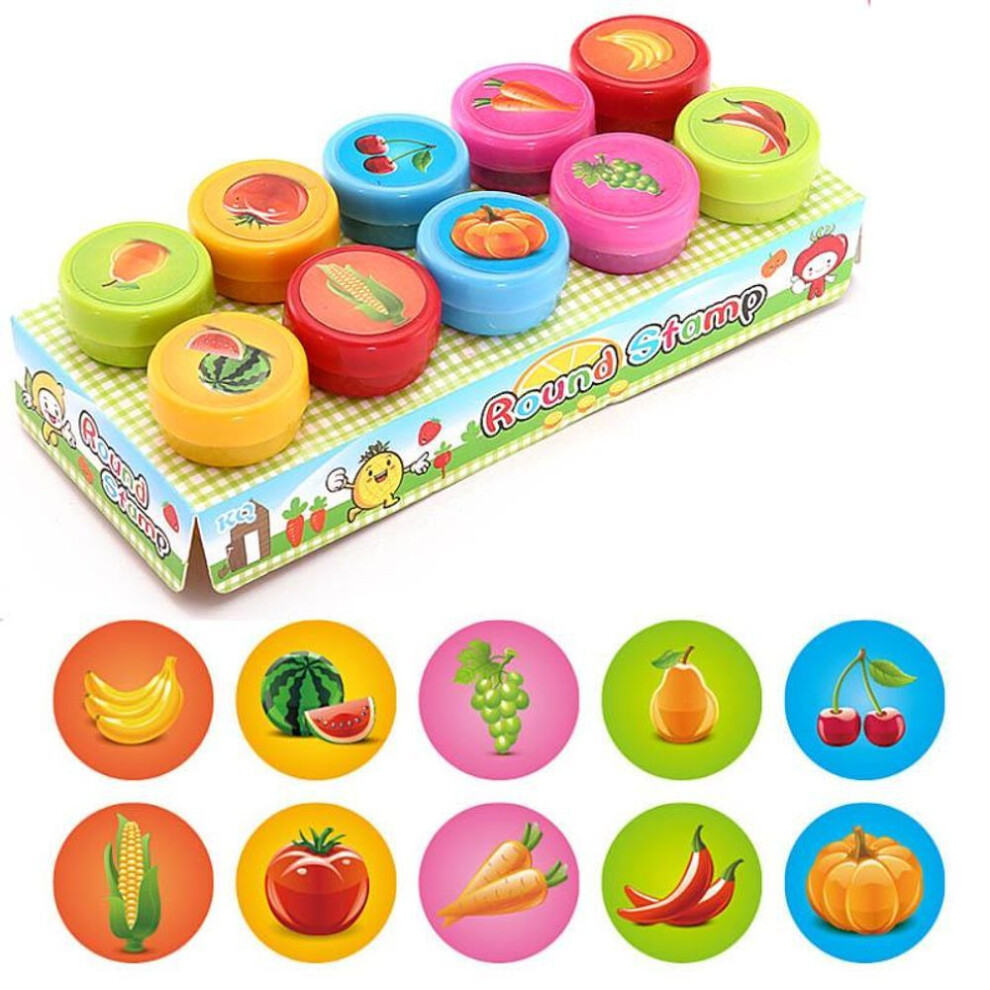 (1) 10pcs Self -ink Rubber Stamps Diy Scrapbook Kids Stamp Cartoon Rubber Stamps Event Supplies Birthday Gift Toys Boy Girl Gift