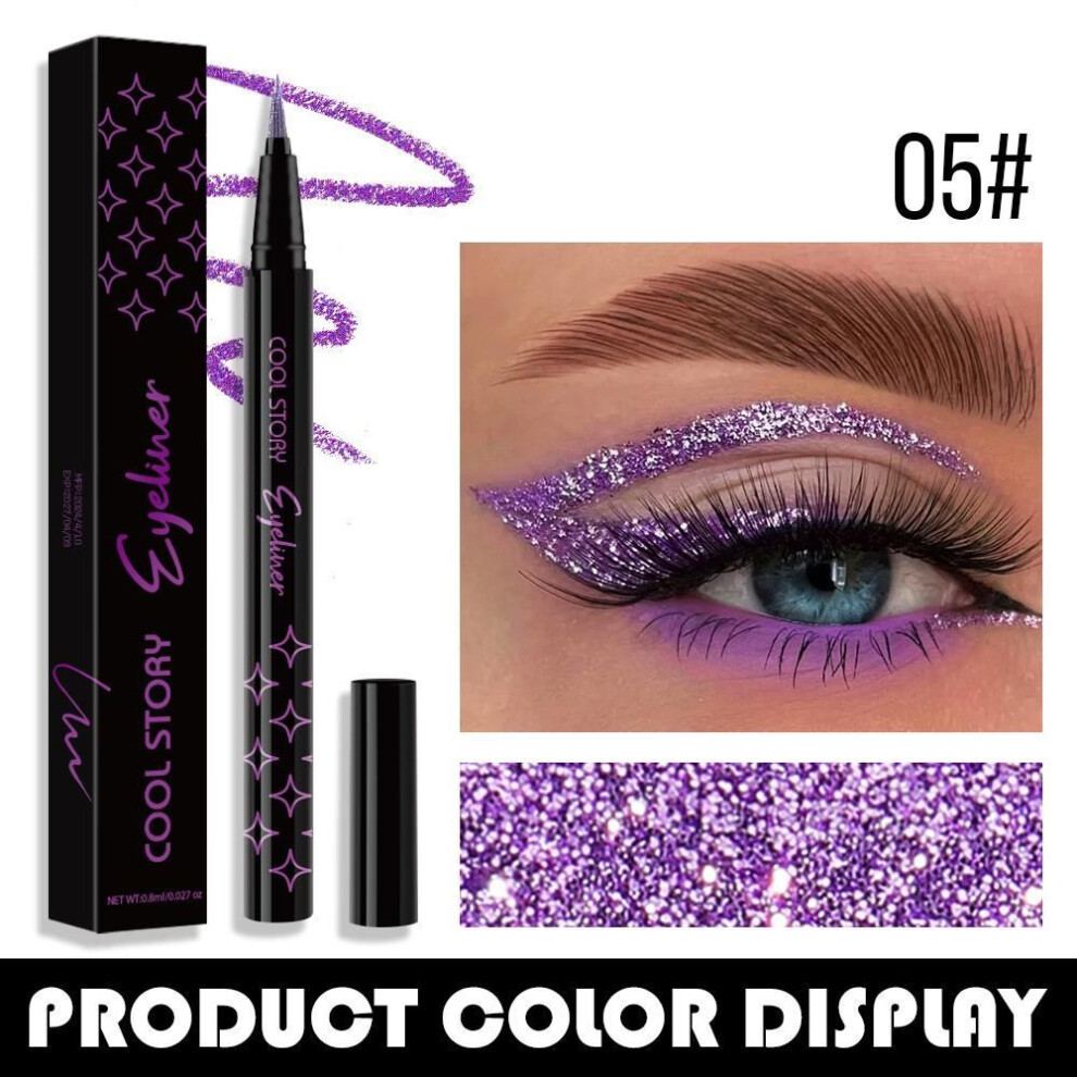 (05#) Liquid High-gloss Eyeliner Pen Pearlescent Fine Glitter Brightening Metal Silkworm Pen Quick-drying Long-lasting Waterproof And Sweat-proof