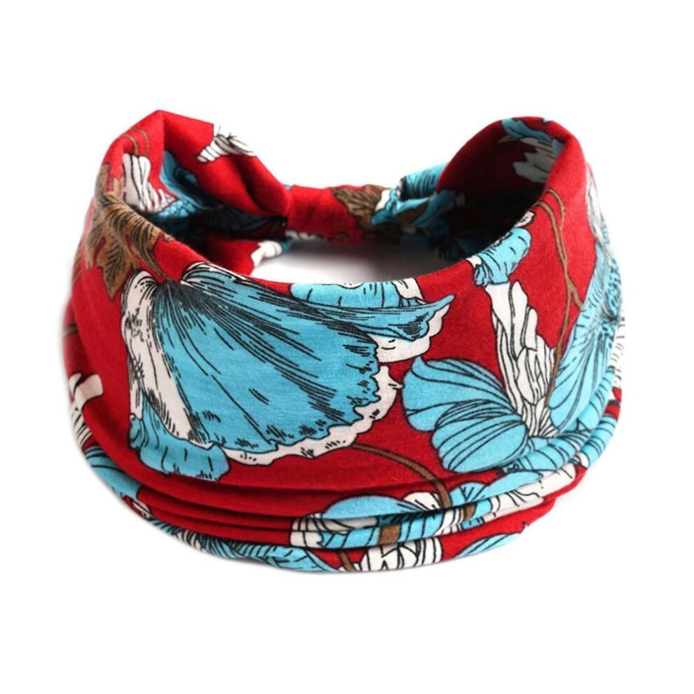 (12) New Boho Cotton Wide Headband For Women Cashew Leopard Flower Print Turban Headwrap Knot Hairband Bandana Girls Hair Accessories