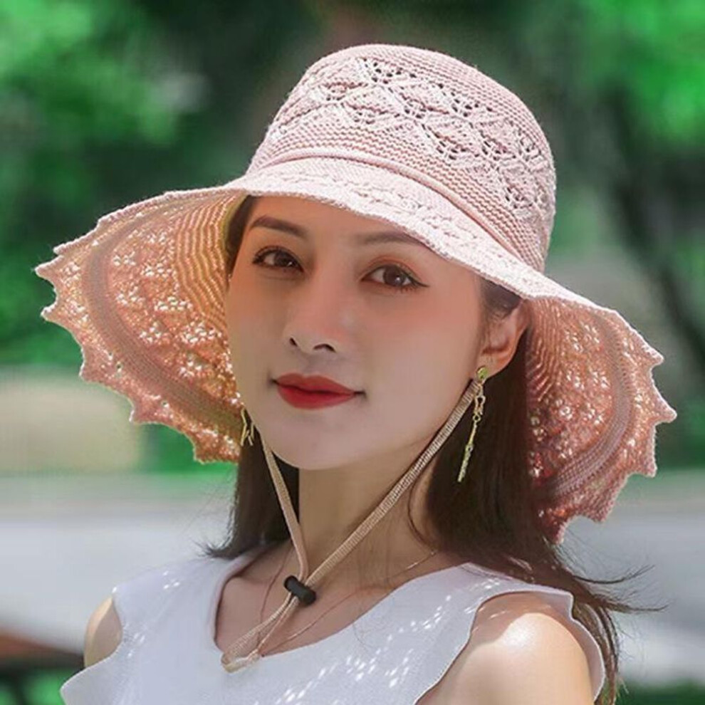 (light pink, 56-59cm) Wtempo Summer Foldable Hats For Women Korean Large Brim Sun Protection Hats Vacation Travel Seaside Cool Hats