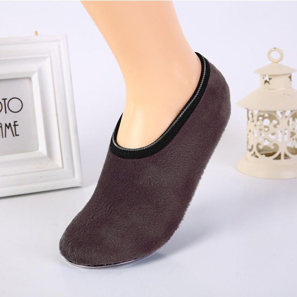 (coffee) Women Fleece Gripper Slipper Warm Anti-skid Home Socks Soft Sports Train 34-39