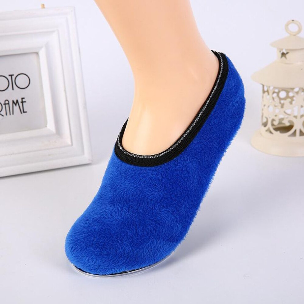 (royal blue) Women Fleece Gripper Slipper Warm Anti-skid Home Socks Soft Sports Train 34-39