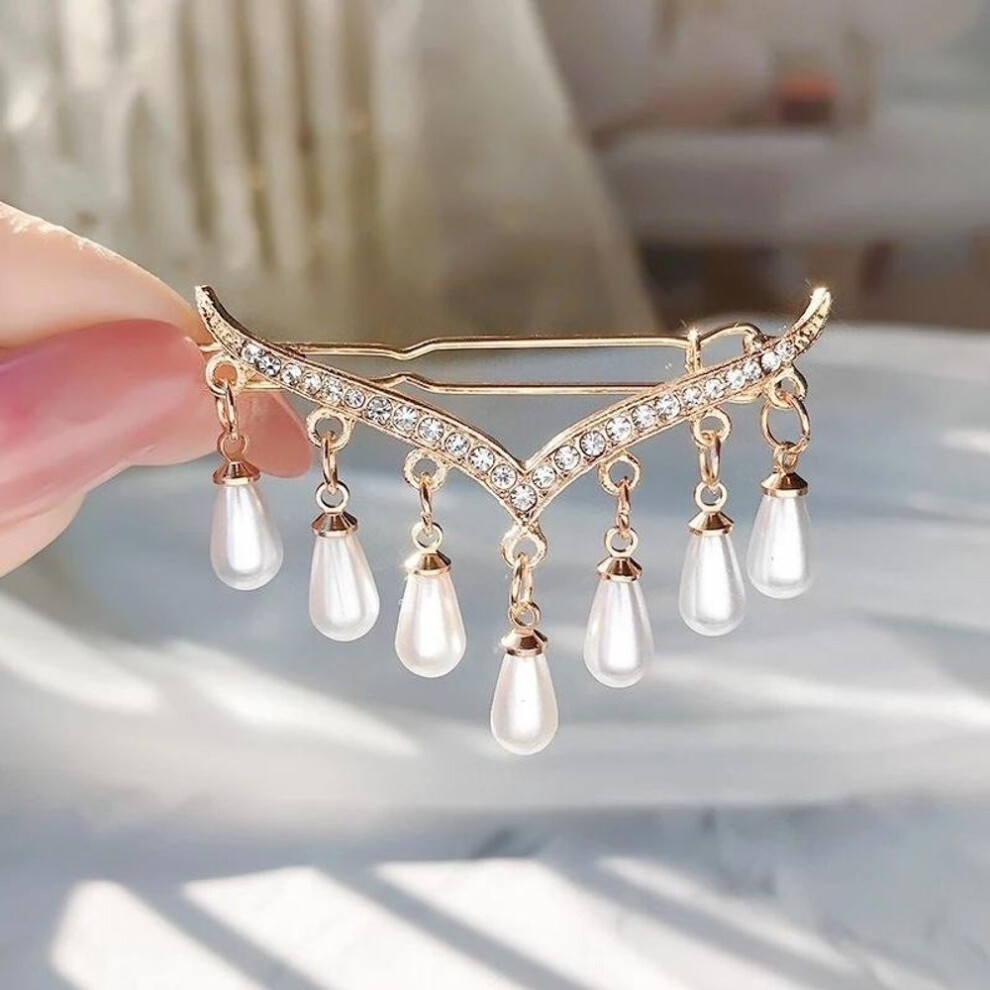 New Hair Clips For Women Fashion Elegance Pearl Pendant Tassel Hair Accessories Light Luxury Geometry Hair Clips Jewelry