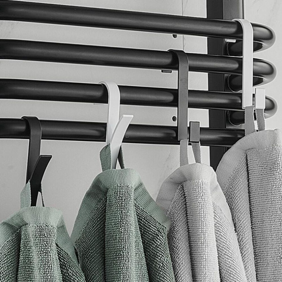 (black, R shape) 1pcs Heating Hook Bathroom Towel Hanger Rack Radiator Rail Bracket Coat Hook Clothes Scarf Rack Removable Space Aluminum Hook